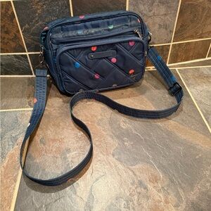 Lug Navy Carousel XL Crossbody Bag with Colorful Dots